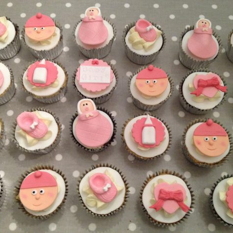 Baby shower cupcakes with handmade/edible toppers